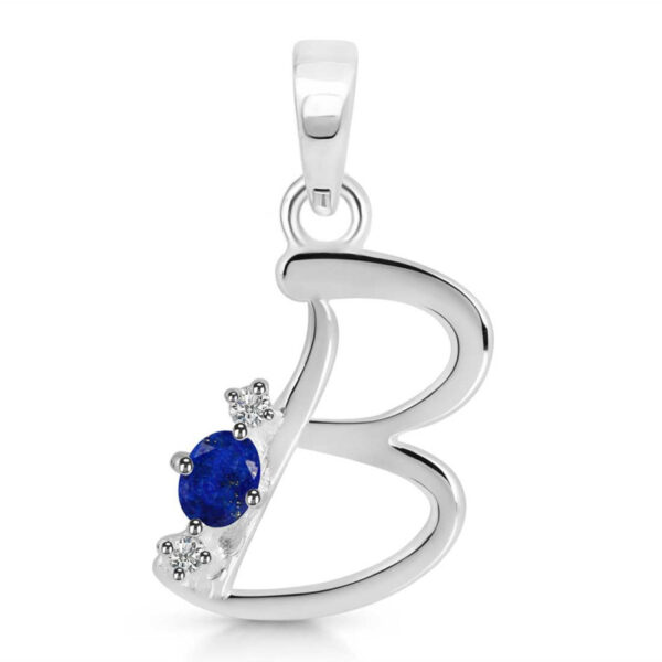 Buy Silver Plated Brass Wholesale Lapis & White Topaz Alphabet B Pendant