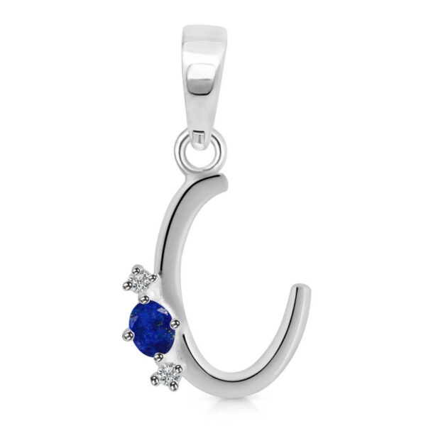 Buy Silver Plated Brass Wholesale Lapis & White Topaz Alphabet C Pendant