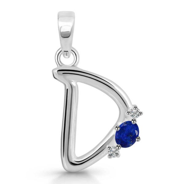 Buy Silver Plated Brass Wholesale Lapis & White Topaz Alphabet D Pendant