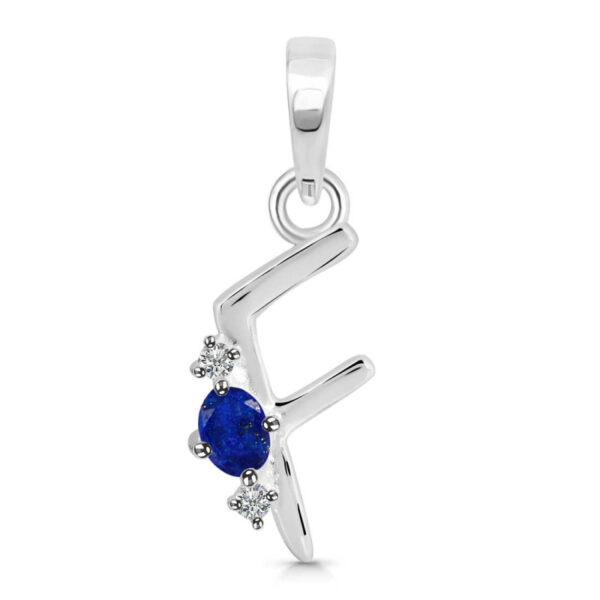 Buy Silver Plated Brass Wholesale Lapis & White Topaz Alphabet F Pendant