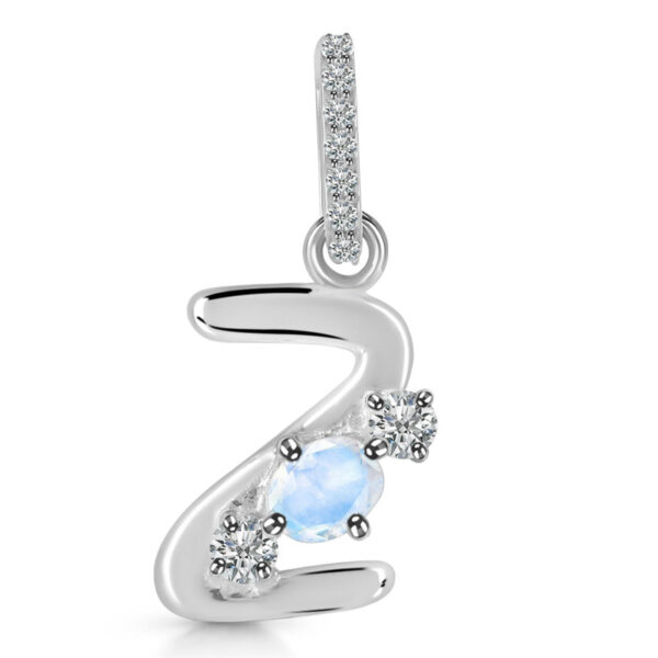 Buy Silver Plated Brass Wholesale Moonstone & White Topaz Alphabet Z Pendant