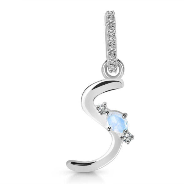 Buy Silver Plated Brass Wholesale Moonstone & White Topaz Alphabet S Pendant