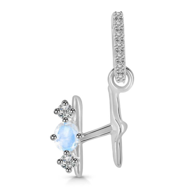 Buy Silver Plated Brass Wholesale Moonstone & White Topaz Alphabet H Pendant