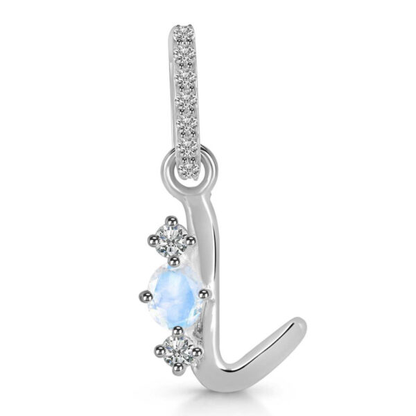 Buy Silver Plated Brass Wholesale Moonstone & White Topaz Alphabet L Pendant