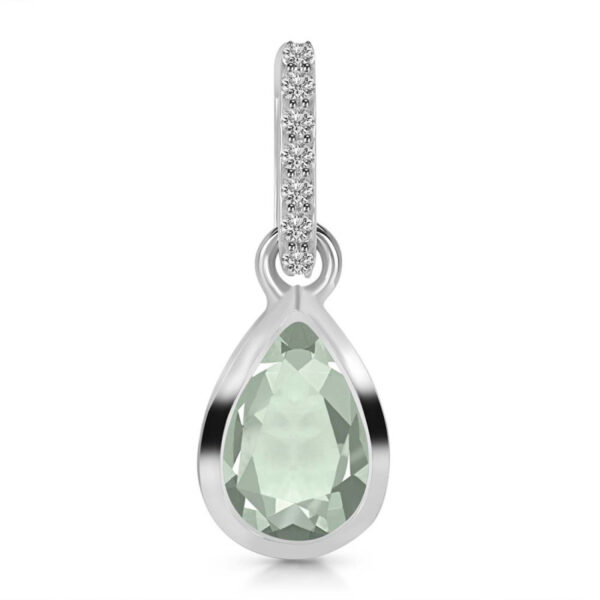 Buy Silver Plated Brass Wholesale Green Amethyst & White Topaz Pendant