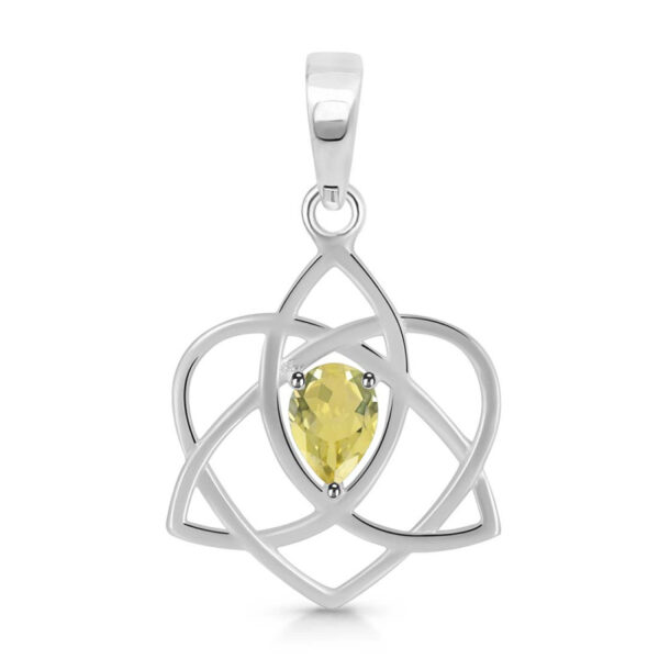 Buy Silver Plated Brass Wholesale Lemon Quartz Triquetra Heart Knot Pendant