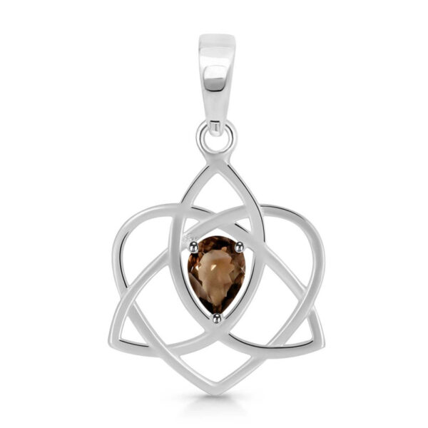 Buy Silver Plated Brass Wholesale Smoky Triquetra Heart Knot Pendant