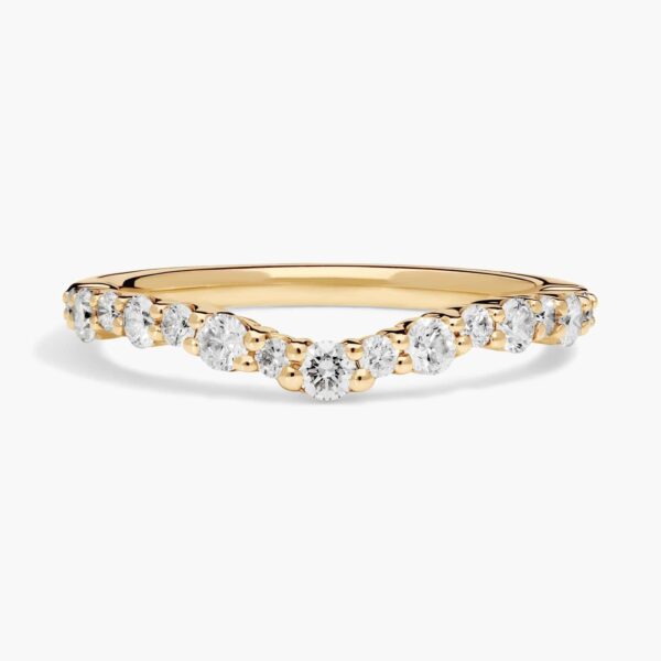 Crescendo Curved Diamond Wedding Ring in 14k Yellow Gold