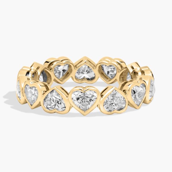 Bezel Heart Diamond Eternity Ring in 14k Yellow Gold