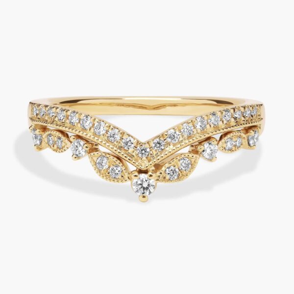 Regal Curved Diamond Ring in 14k Yellow Gold