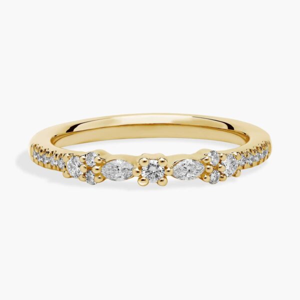 Marquise and Round Bow Diamond Ring in 14k Yellow Gold