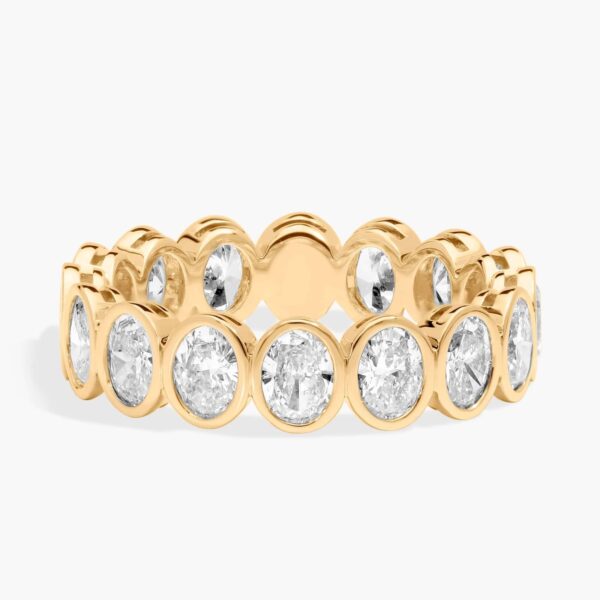 Bezel Eternity Ring With 2 CTW Oval Cut Diamonds in 14K Yellow Gold