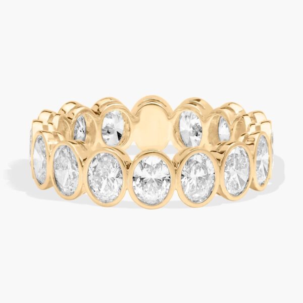 Bezel Eternity Ring With 3 CTW Oval Cut Diamonds in 14K Yellow Gold