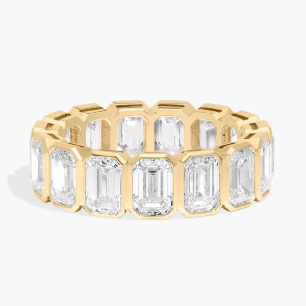 Bezel Eternity Ring With 6 CTW Emerald Cut Diamonds in 14K Yellow Gold