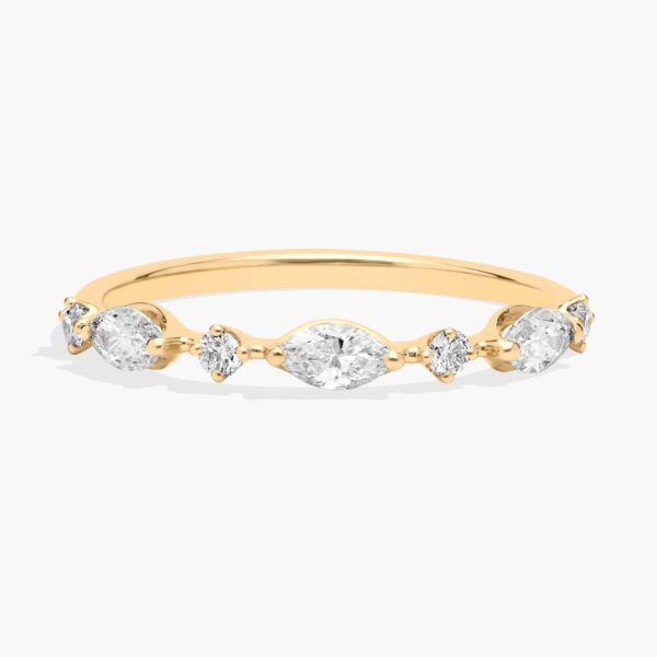 Marquise and Round Alternating Diamond Band in 14K Yellow Gold