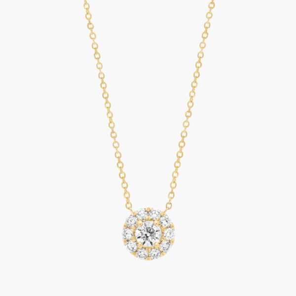 Halo Diamond Pendant In 14K Yellow Gold