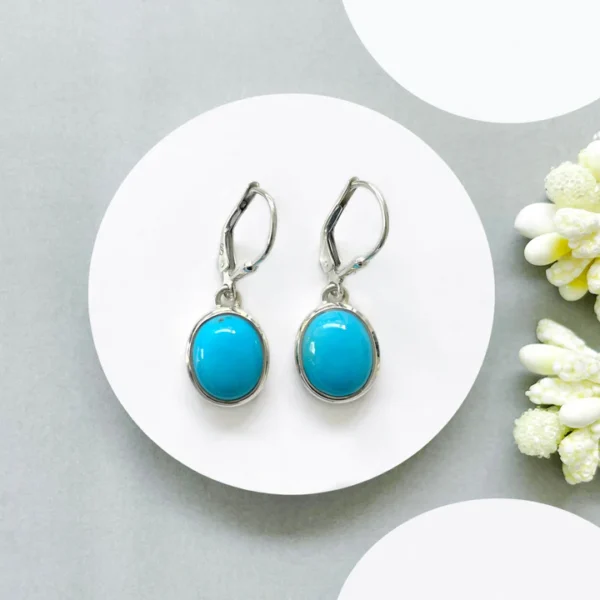 Turquoise Leverback Earring-(GEM-TLE-07)