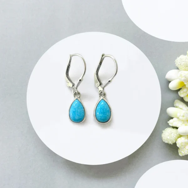 Turquoise Leverback Earring-(GEM-TLE-05)