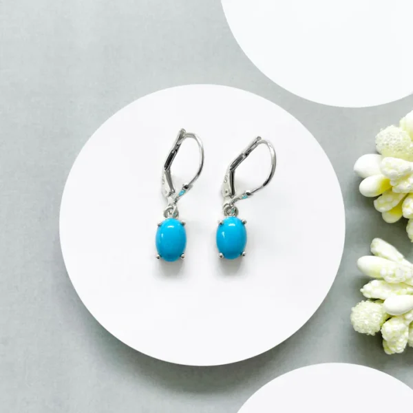 Turquoise Leverback Earring-(GEM-TLE-06)