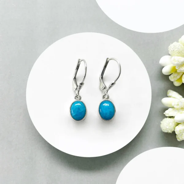 Turquoise Leverback Earring-(GEM-TLE-02)