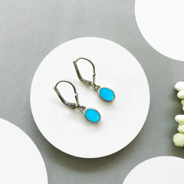 Turquoise Leverback Earring-(GEM-TLE-01)