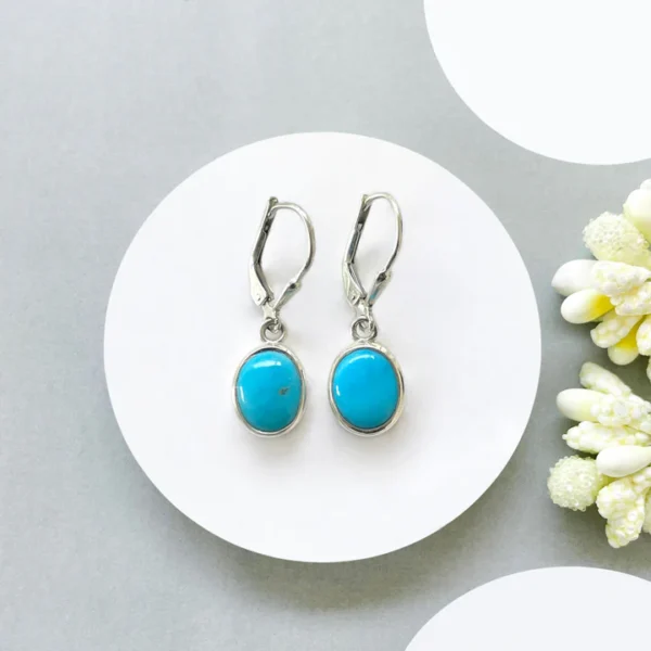Turquoise Leverback Earring-(GEM-TLE-09)