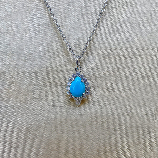 Turquoise & White Topaz Necklace-(GEM-N-05)