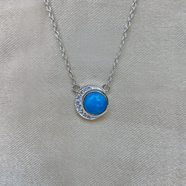 Turquoise & White Topaz Necklace-(GEM-N-02)