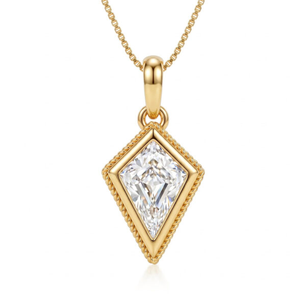 Elegant Kite Shape Moissanite VVS1 with Side Stone Pendant Necklace