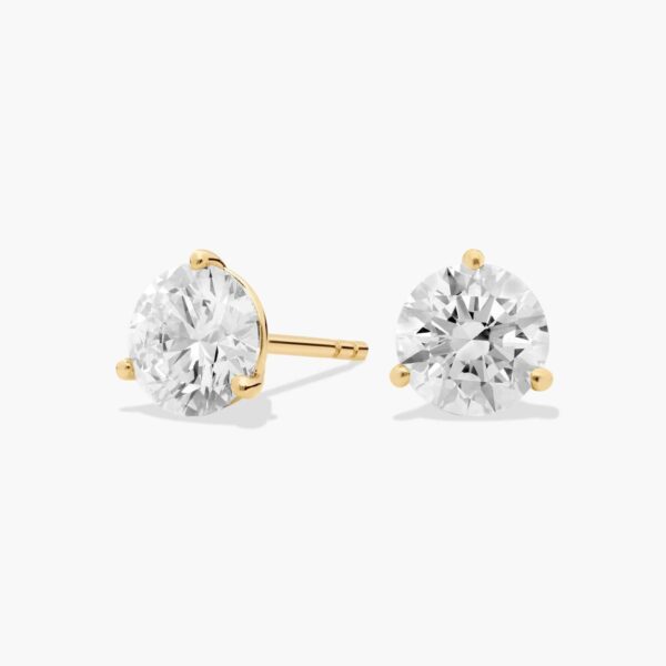 Three Prong Martini Round Brilliant Lab Grown Diamond Earrings (2 Ct. tw. - F-G / VS2-SI1)