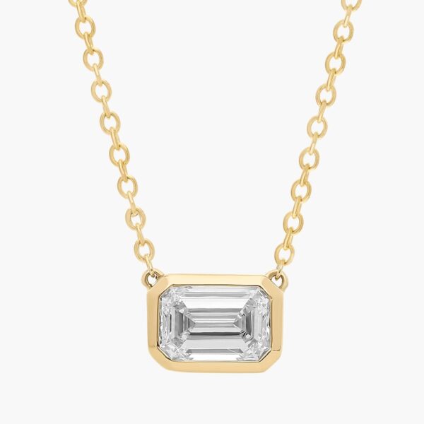 East West Emerald Cut Bezel Lab-Grown Diamond Pendant (1 Ct. tw. - F-G / VS2-SI1)