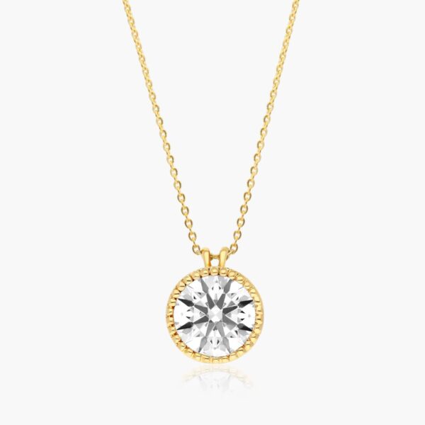 Gold Milgrain Bezel Lab-Grown Diamond Pendant (1.00 CTW - F-G / VS2-SI1)