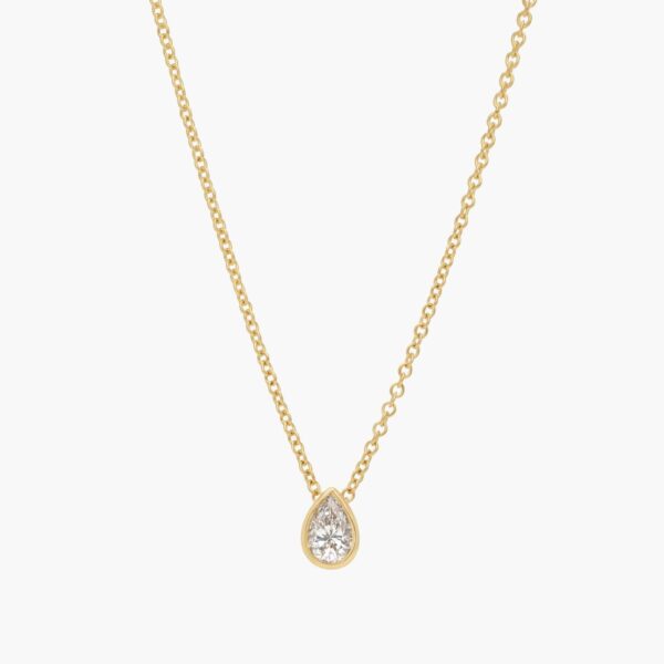 Bezel Solitaire Pendant Necklace With 0.25 CTW Pear Shaped Diamond