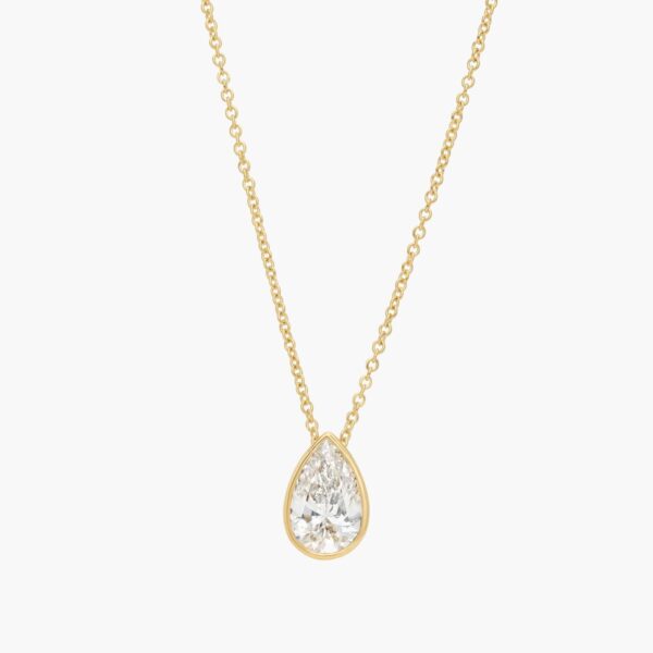 Bezel Solitaire Pendant Necklace With 1.5 CTW Pear Shaped Lab-Grown Diamond