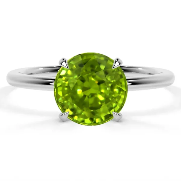 Natural Round Shape Peridot Solitaire Ring