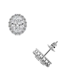 Lab Grown Oval Cut And Round Diamond Earring (2.96cttw)