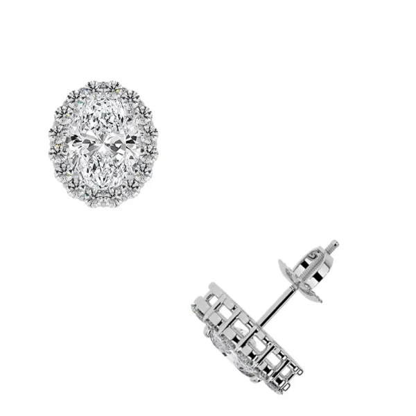 Lab Grown Oval Cut And Round Diamond Earring (2.96cttw)