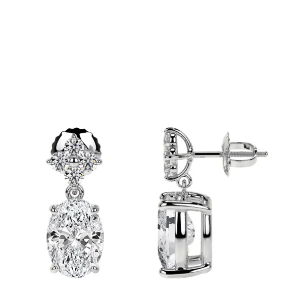Lab Grown Diamond Oval Cut Diamonds Earrings With Round Diamonds (4.16cttw)