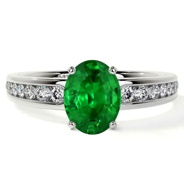 Natural Oval Cut Emerald Prong Set Ring