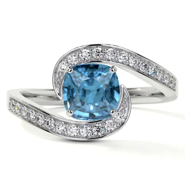 Natural Square Cushion Swiss Topaz Prong Set Ring