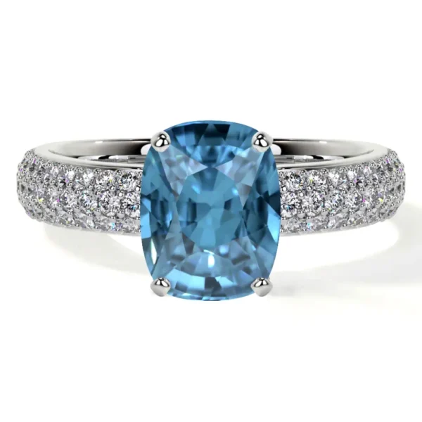 Natural Elongated Cushion Swiss-Topaz Prong Set Ring