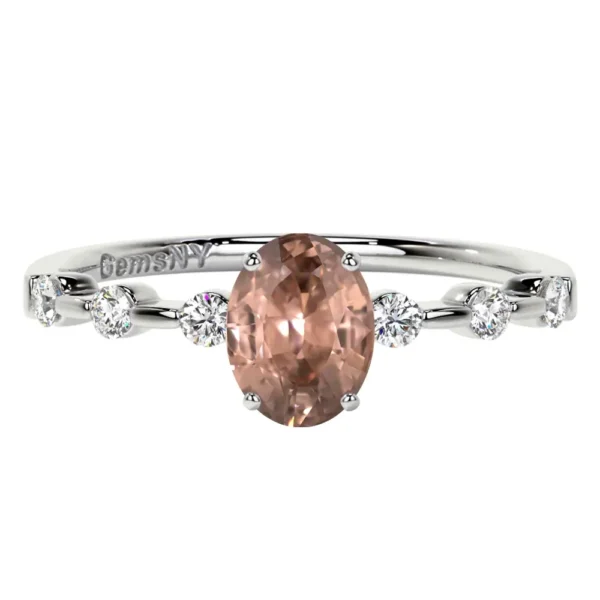 Natural Oval Cut Morganite Prong Set Ring
