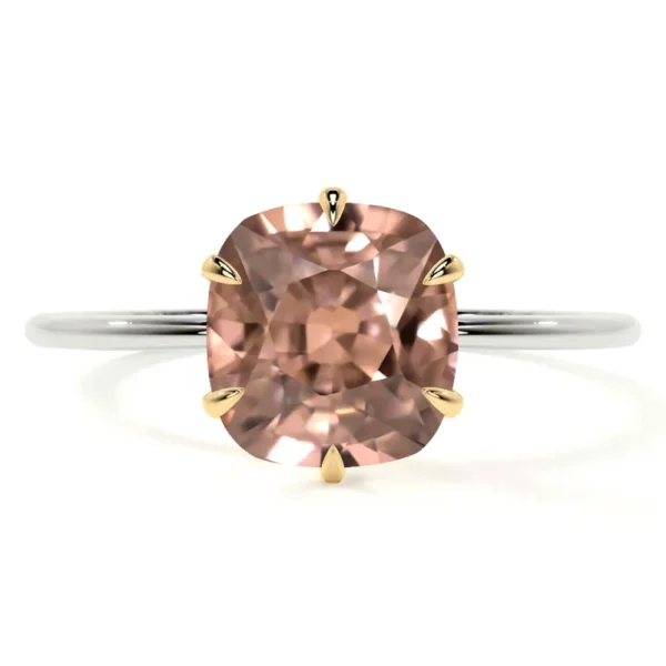 Natural Square Cushion Morganite Solitaire Ring