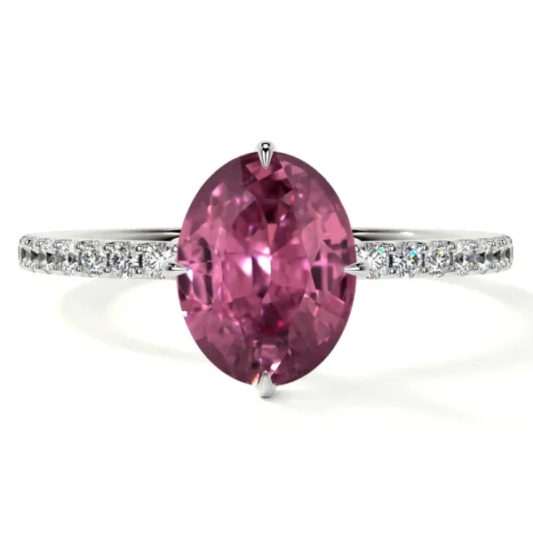 Natural Oval Cut Pink Tourmaline Prong Set Ring