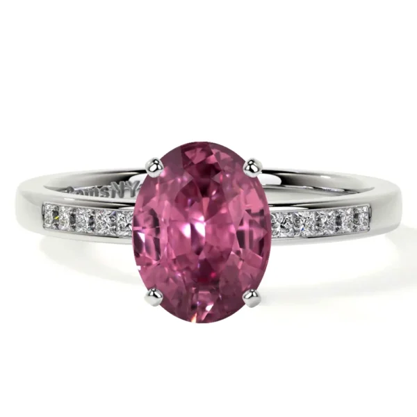 Natural Oval Cut Pink Tourmaline Prong Set Ring