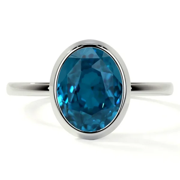 Natural Bezel Set Solitaire London Topaz Ring