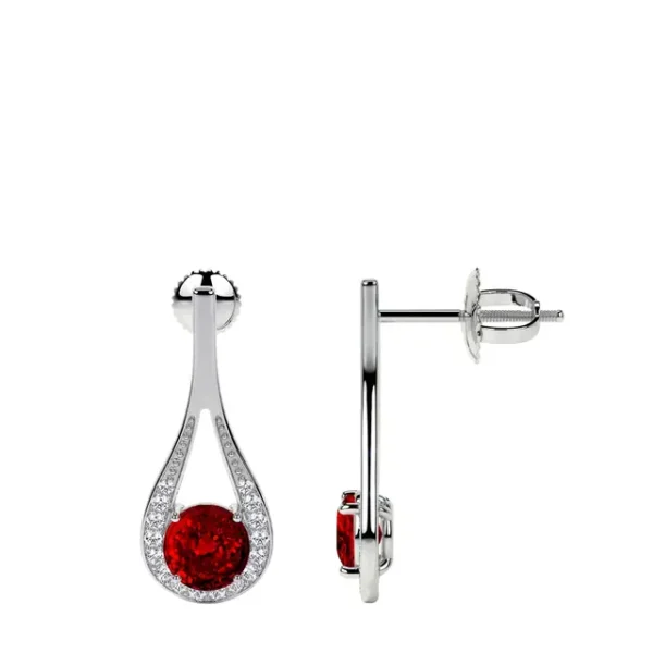 Natural Ruby Round Shape Earrings