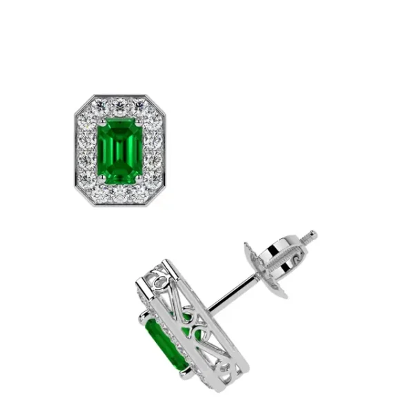 Natural Emerald Emerald Cut Earrings