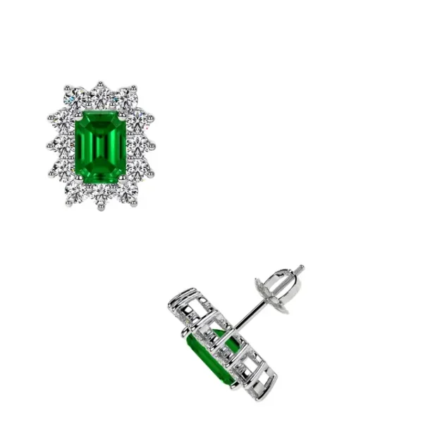 Natural Emerald Emerald Cut Earrings