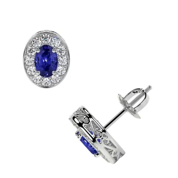 Natural Round Diamond Tanzanite Earring